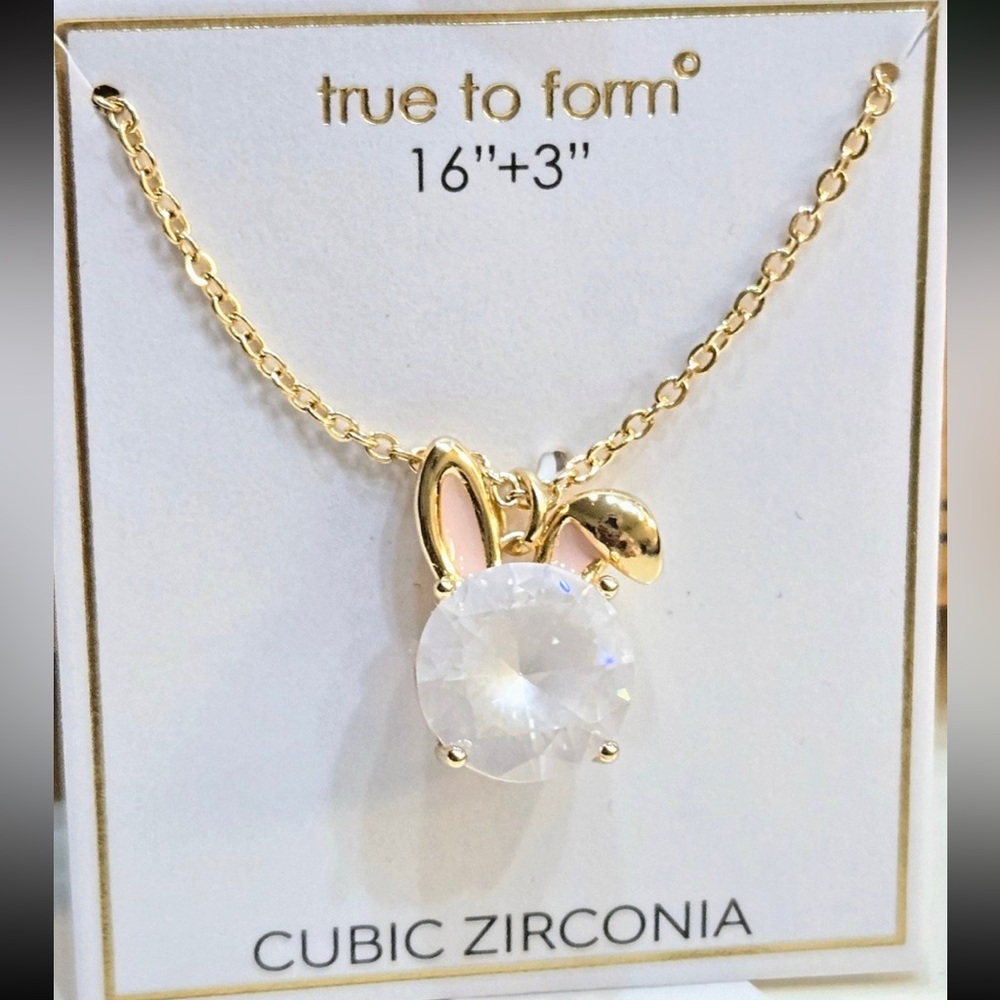 TRUE TO FORM SET Easter Bunny Rabbit Crackle CZ Matching Earrings & Necklace NWT - Picture 6 of 7